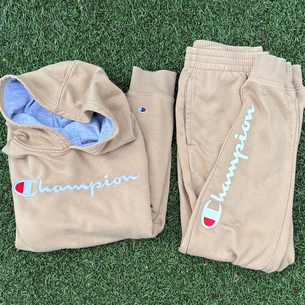 Champion Kids Tan Sweatpants & Hoodie Set